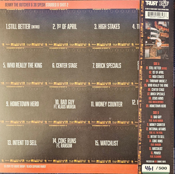 Benny The Butcher & 38 Spesh : Stabbed & Shot 2 (LP, Album, Ltd, Num, Red)