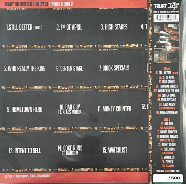 Benny The Butcher & 38 Spesh : Stabbed & Shot 2 (LP, Album, Ltd, Num, Cle)