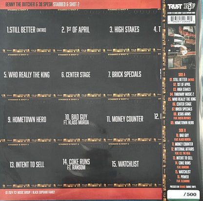 Benny The Butcher & 38 Spesh : Stabbed & Shot 2 (LP, Album, Ltd, Num, Cle)