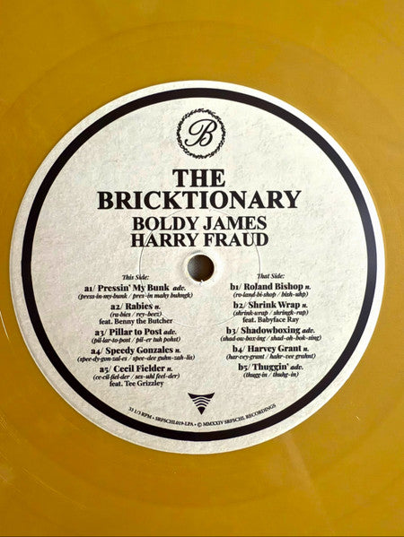 Boldy James & Harry Fraud : The Bricktionary (LP, Album, Ltd, Gol)