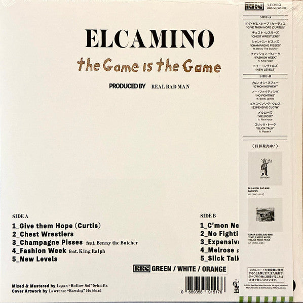 Elcamino (2) & Real Bad Man : The Game Is The Game (LP, Album, Gre + 7", Fle + Ltd, Obi)