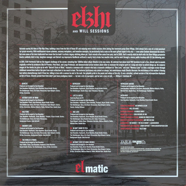 Elzhi And Will Sessions : Elmatic (LP, Album, Ltd, Num, RE, Red)