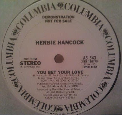 Herbie Hancock : You Bet Your Love / Ready Or Not (12", Promo)