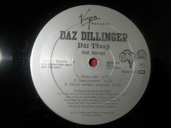 Daz Dillinger Featuring Kurupt : Daz Thang (12", Single, Promo)