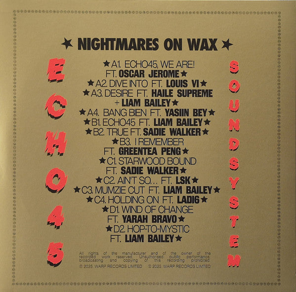 Nightmares On Wax : Echo 45 Soundsystem (2xLP, Album, Ltd, Gol)