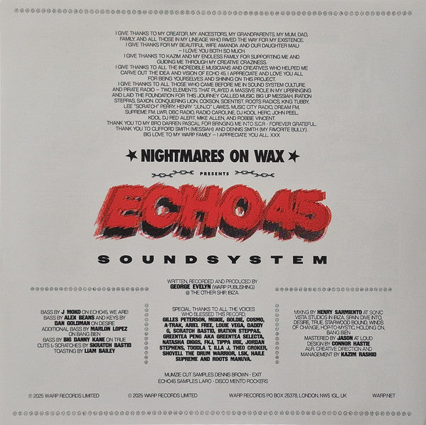 Nightmares On Wax : Echo 45 Soundsystem (2xLP, Album, Ltd, Gol)