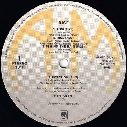 Herb Alpert : Rise (LP, Album)