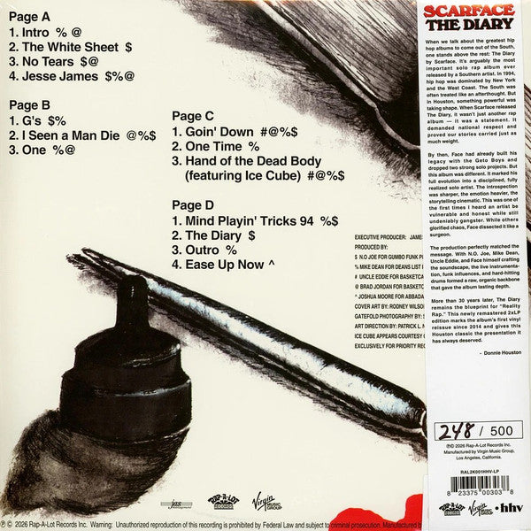 Scarface (3) : The Diary (2xLP, Album, Ltd, Num, RE, RM, Blo)