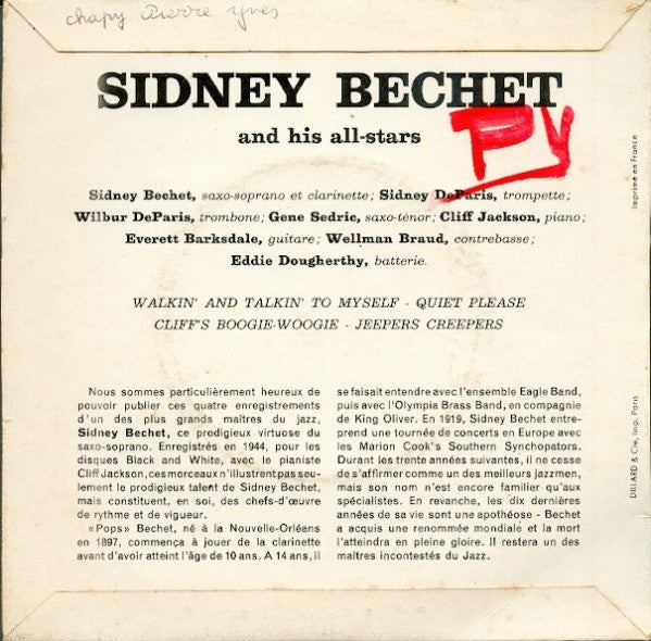 Sidney Bechet And His All-Stars : Walkin' And Talkin' To Myself (7")