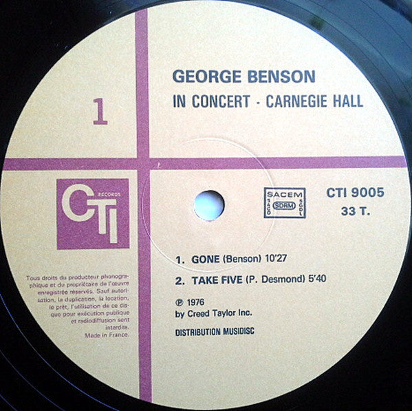 George Benson : In Concert - Carnegie Hall (LP, Album, RE)