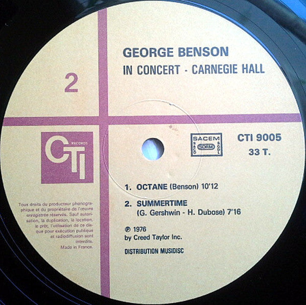 George Benson : In Concert - Carnegie Hall (LP, Album, RE)