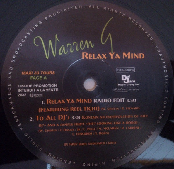 Warren G : Relax Ya Mind (12", Maxi, Promo)