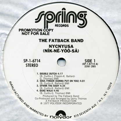 The Fatback Band : NYCNYUSA (LP, Album, Promo)