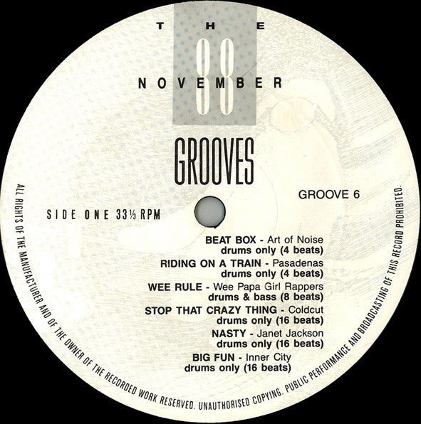 Various : The Grooves - November 88 (LP, Comp)