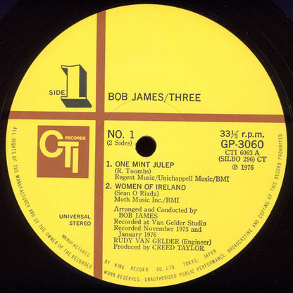 Bob James : Three (LP, Album, Gat)