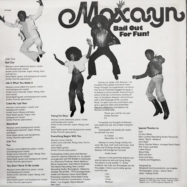 Maxayn : Bail Out For Fun! (LP, Album, Promo)