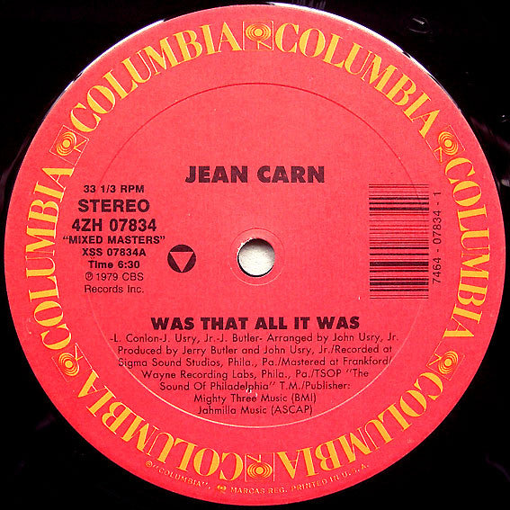 Jean Carn / Dee Dee Sharp Gamble : Was That All It Was / Breaking And Entering (12")