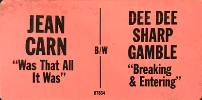 Jean Carn / Dee Dee Sharp Gamble : Was That All It Was / Breaking And Entering (12")