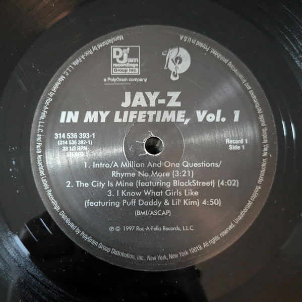 Jay-Z : In My Lifetime, Vol. 1 (2xLP, Album, RE)