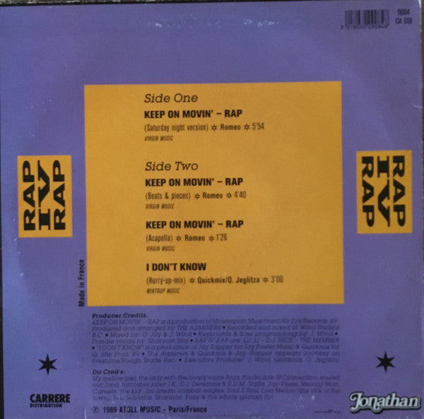 Rap IV Rap : Keep On Movin' (The Rap Version) (12")