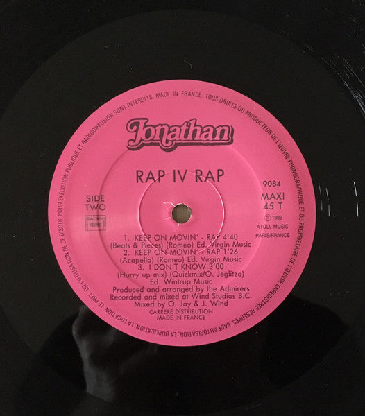 Rap IV Rap : Keep On Movin' (The Rap Version) (12")