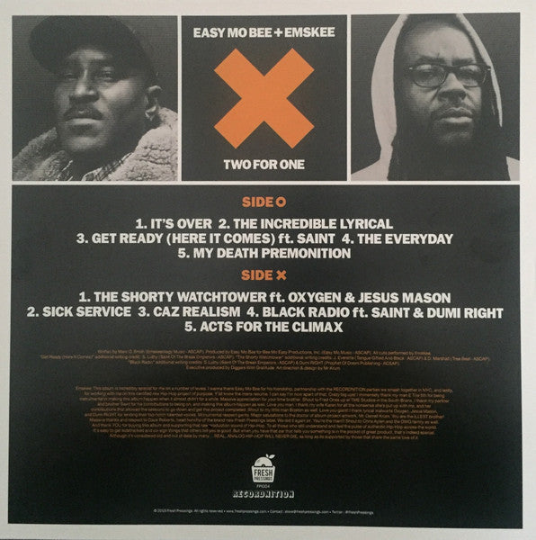 Easy Mo Bee + Emskee : Two For One (LP, Album)