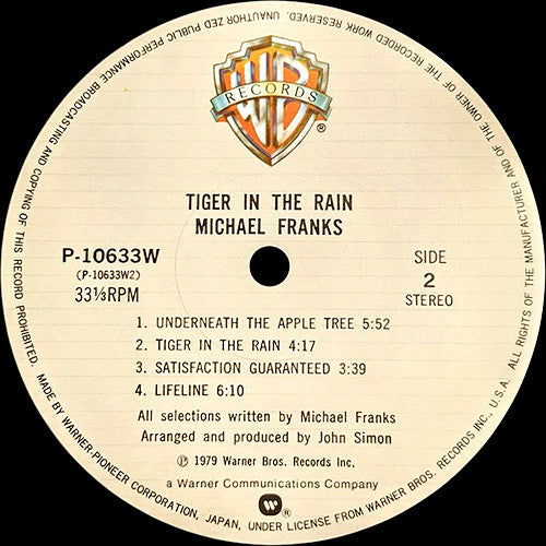 Michael Franks : Tiger In The Rain (LP, Album)