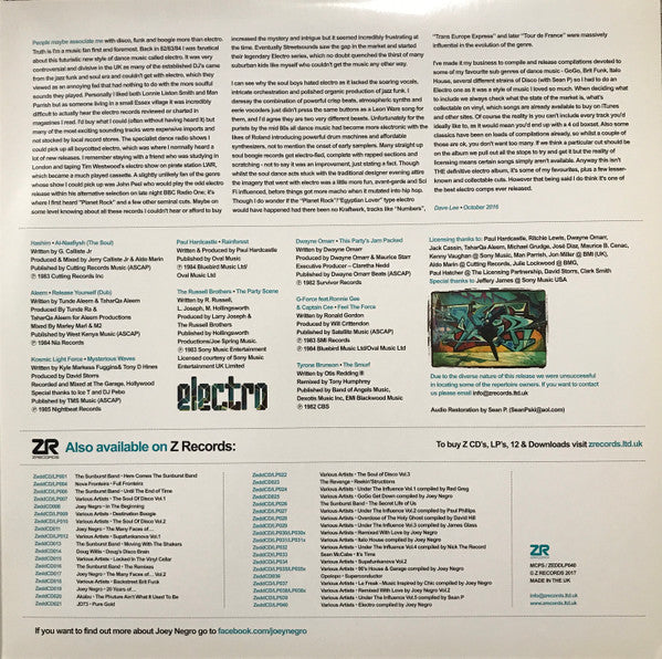 Various : Electro (A Personal Selection Of Electro Classics) (2x12", Comp)